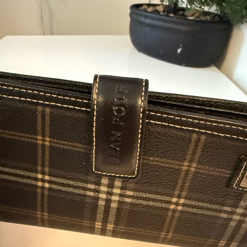 Bean pole Plaid Leather Wallet - Picture 2 of 6